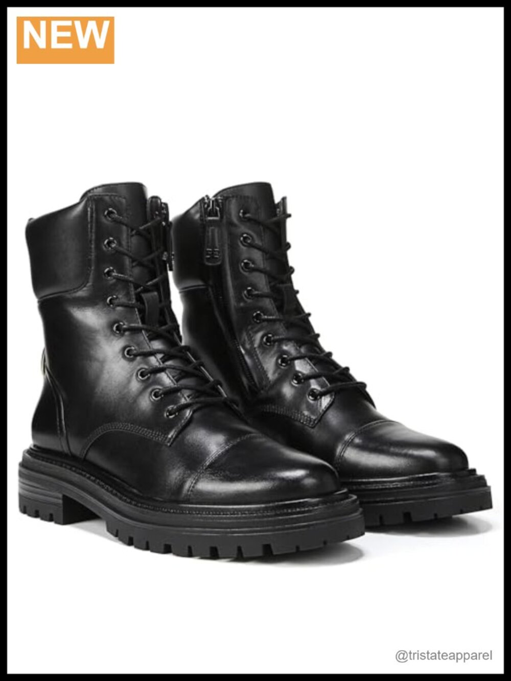 Sam Edelman Aleia Women's Combat Ankle Boots Leather Lace-Up Block Heel